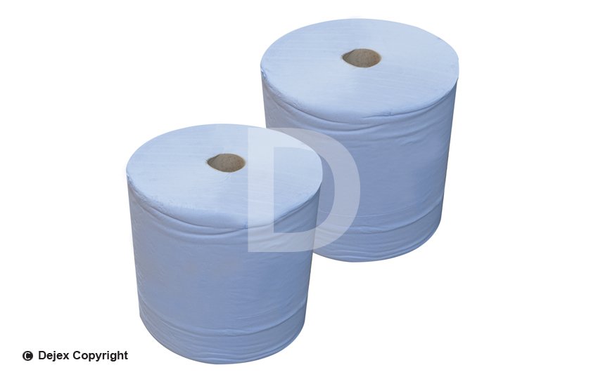 BLUE PLAIN 2 PLY PAPER ROLLS (2 x 360m)